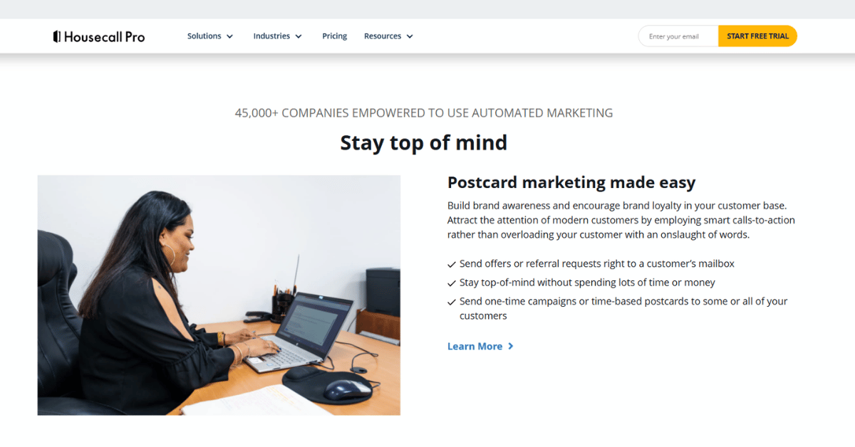 Housecall Pro website screenshot showing