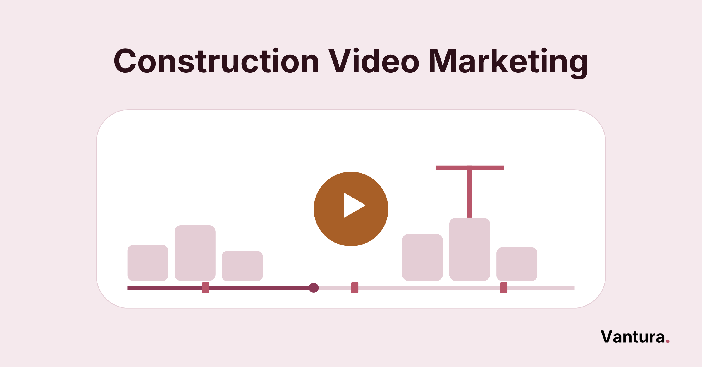 Construction video marketing thumbnail with a drone filming a building under construction next to a tower crane