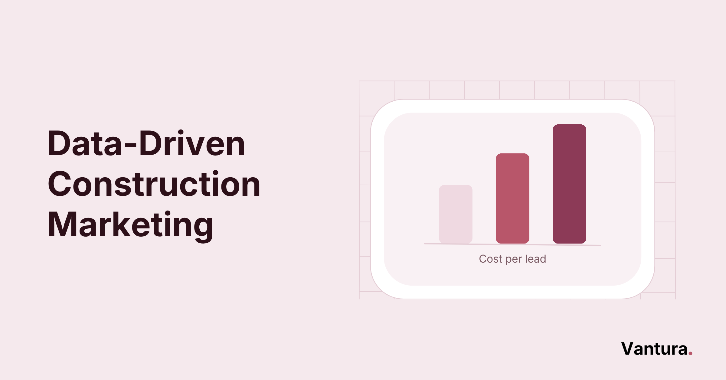 Data-driven construction marketing chart where a tower crane lifts the search channel bar above weaker lead sources
